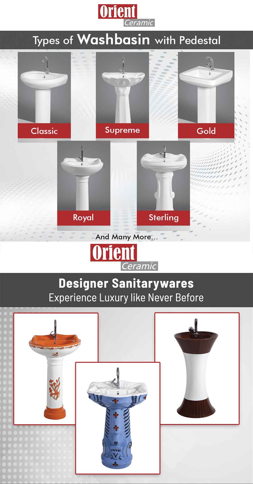 Wash Basin Pedestal Designer Sanitarywares